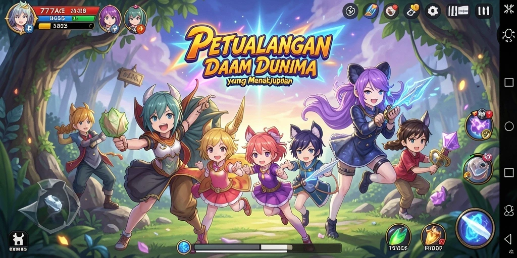 Tampilan gameplay 77AG yang mengesankan dengan karakter Anime.