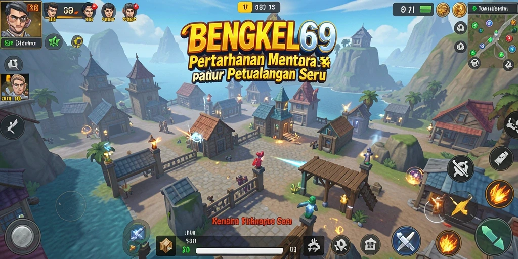 Screenshot gameplay BENGKEL69 menunjukkan strategi menara yang mendebarkan.