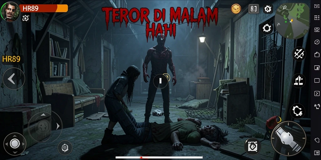 Tampilan gameplay HR89 yang menegangkan dan menyeramkan.