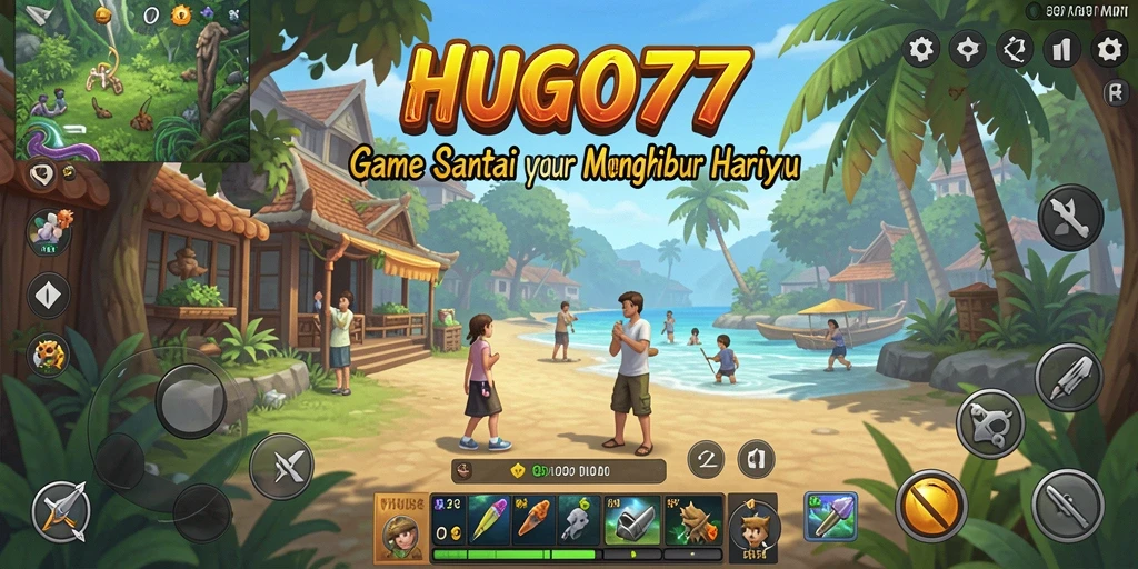 Tampilan gameplay HUGO77 yang ceria dan menghibur.